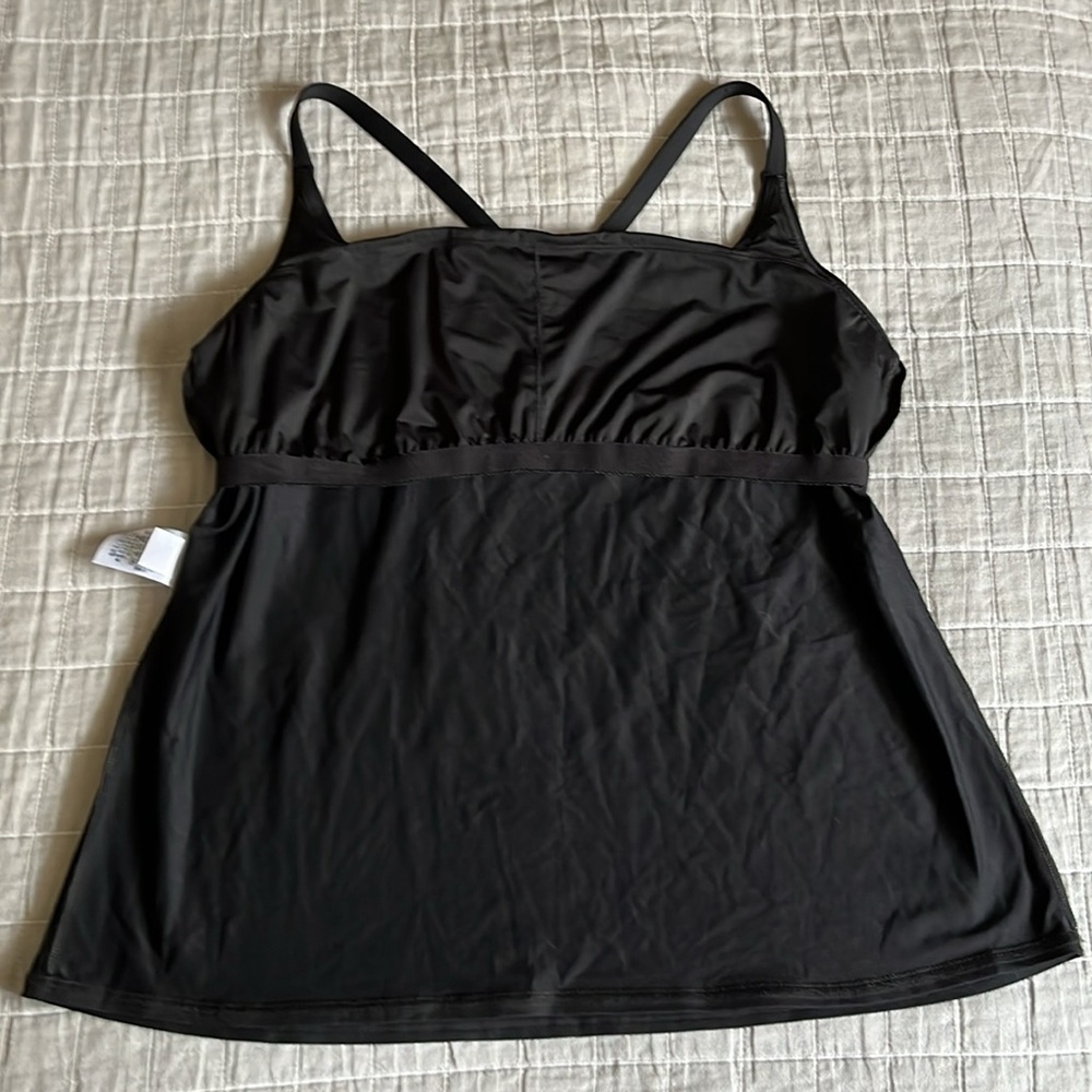 NWOT Lands’ End Women's Square Neck Tankini Swimsuit Top, Black, Large 14-16 - Picture 3 of 4
